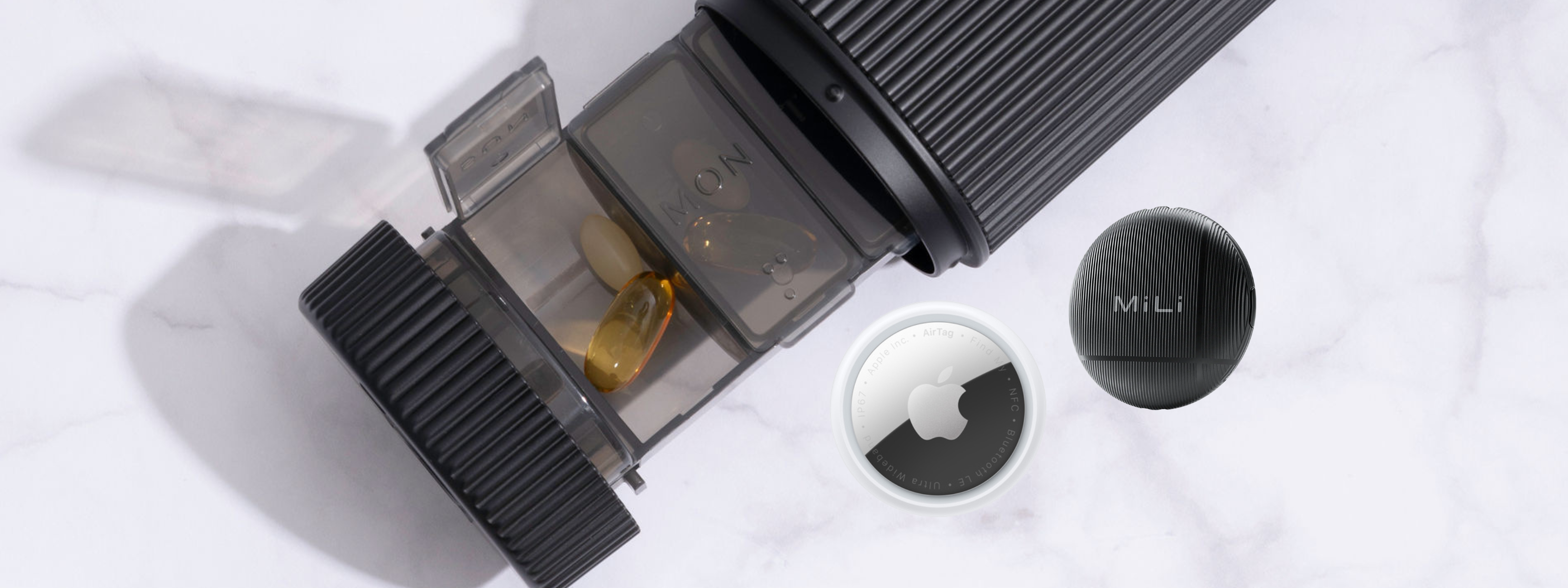 Pill Box that holds an Apple Airtag or MiLi Litag - a tracker so you will not lose it